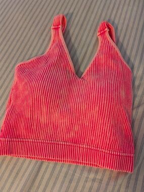 Zenana Outfitters Ribbed V-Neck Crop Tank - Hot Pink